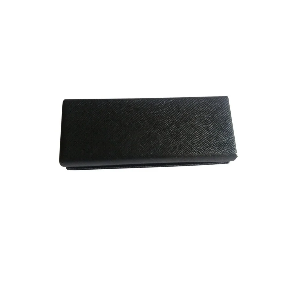 Prada Sunglasses Case Unisex OS Black Saffiano Leather Hard Clamshell Logo